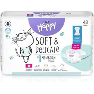 BELLA Baby Happy Soft&Delicate eldobható pelenkák nedvességelvezető csatornákkal Newborn 2-5 kg 42 db kép