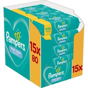 Pampers Fresh Clean nedves törlőkendő gyerekeknek az érzékeny bőrre 15x80 db kép