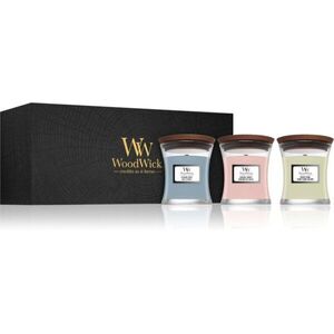 Woodwick Evening Onyx & Solar Ylang & Coastal Sunset ajándékszett fa kanóccal (gift box) 1 db kép