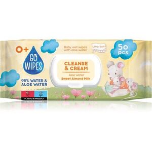 GoWipes Cleanse & Cream Sweet Almond Milk finom nedves törlőkendők gyermekeknek az érzékeny bőrre aloe vera 0+ 50 db kép