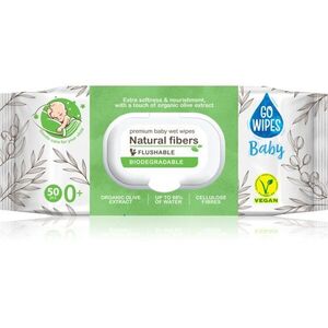 GoWipes Baby Natural Fibers finom nedves törlőkendők gyermekeknek az érzékeny bőrre 0+ 50 db kép
