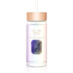 Crystallove Clear Quartz Straw Water Bottle Kulacs szívószállal Hologram - Amethyst 400 ml kép