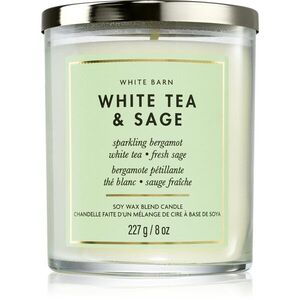 Bath & Body Works White Tea & Sage illatgyertya 227 g kép