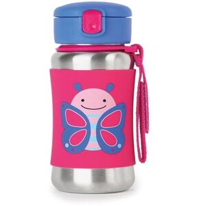 Skip Hop Zoo Straw Bottle rozsdamentes kulacs szívószállal Butterfly 12 m+ 1 db kép