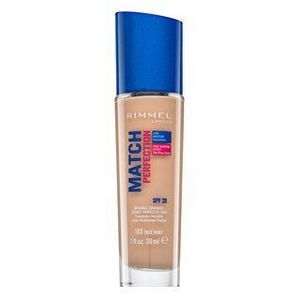 Rimmel London Match Perfection 24HR SPF20 Foundation folyékony make-up az egységes és világosabb arcbőrre 103 True Ivory 30 ml kép